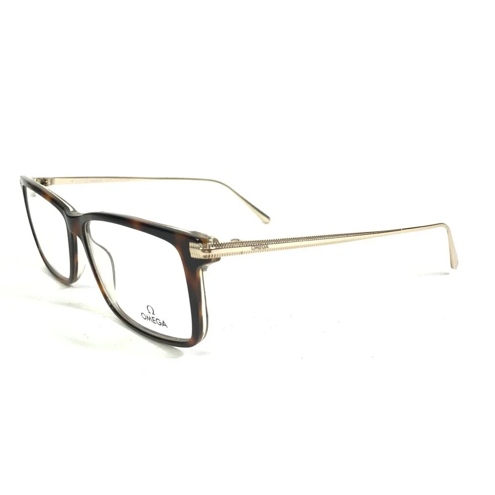 Omega Eyeglasses Frames OM 5014 056 Brown Tortoise Gold Rectangular 58-14-145